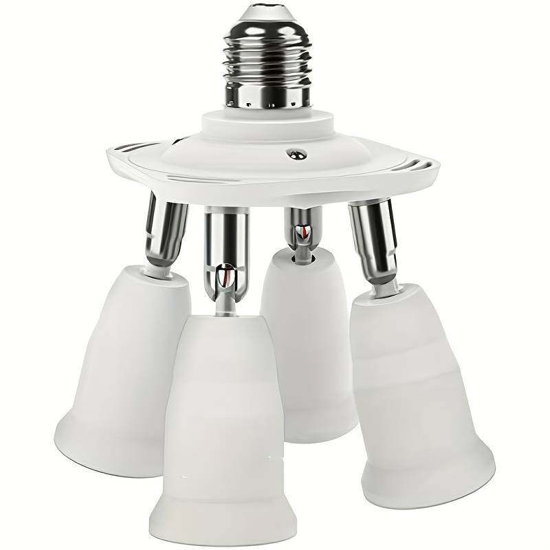 4 in 1 E27 E26 Light Socket Splitter Adapter 360 Adjustable 180 Bending for Standard LED Bulbs